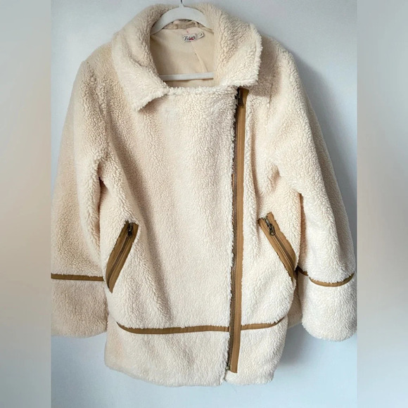 Faherty Jacket Women’s Large Montana Moto Coat Shearling Sherpa Jacket - Picture 3 of 10